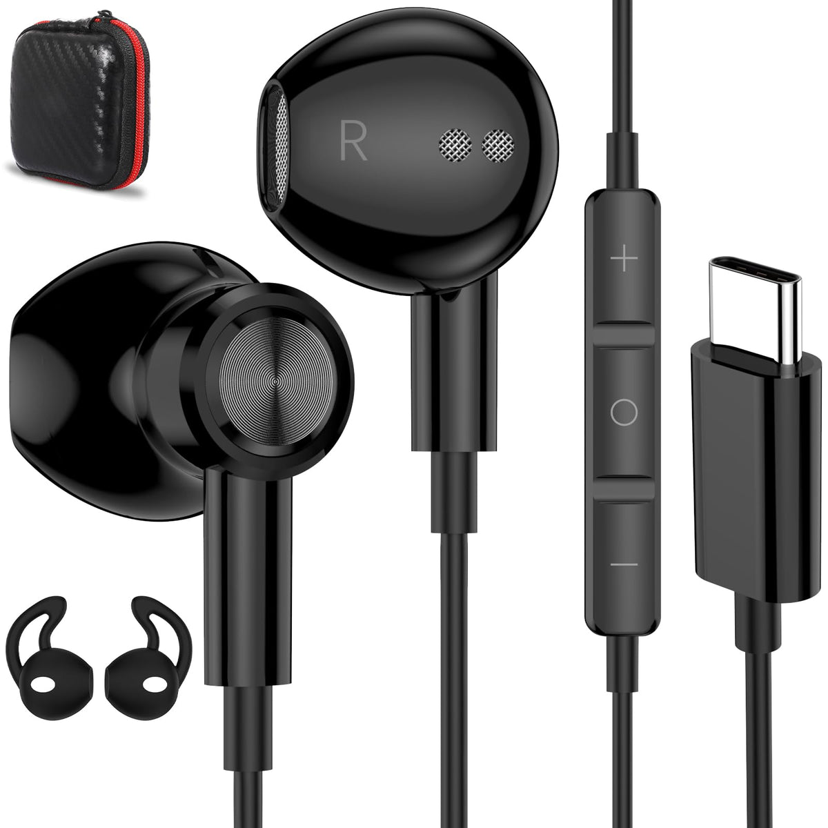APETOO USB-C headphones with magnetic wired earbuds for quick wear and secure magnetic hold.