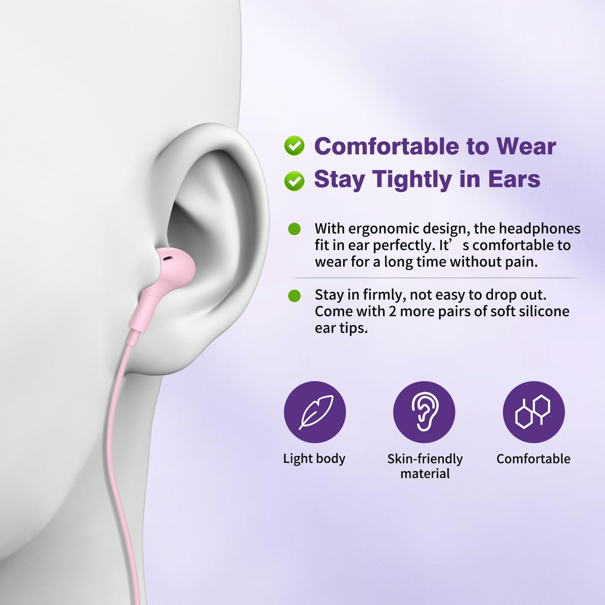 APETOO USB-C headphones with built-in microphone for hands-free calls