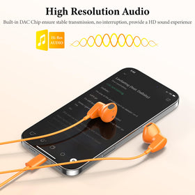 APETOO USB-C headphones orange, ergonomic in-ear design for secure fit