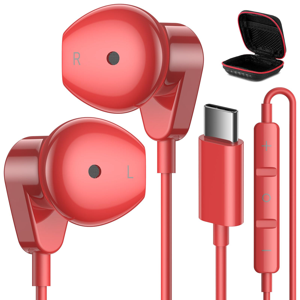 APETOO USB-C headphones red front view with immersive sound