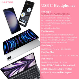 APETOO USB-C headphones wide compatibility across many devices