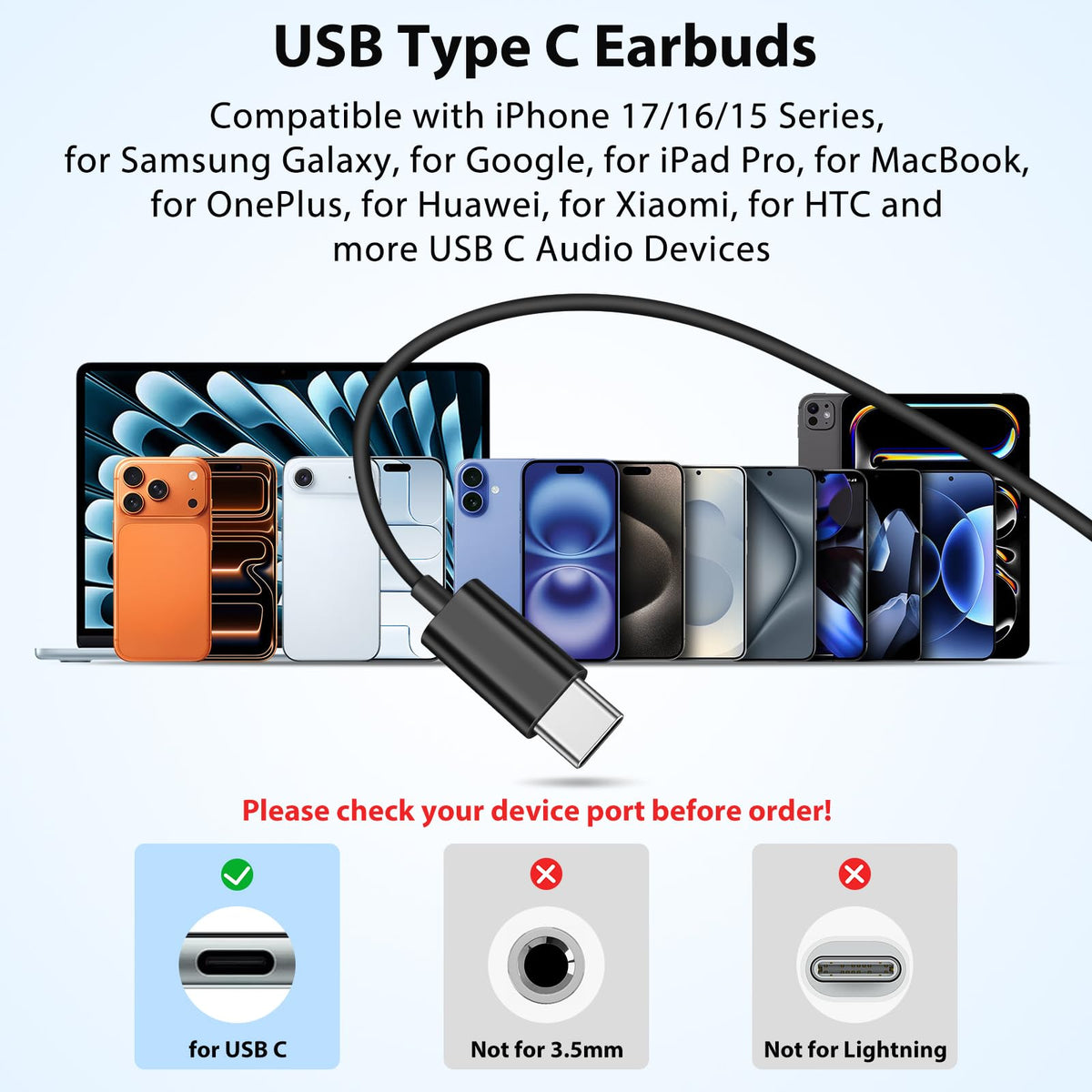 APETOO USB-C headphones ideal for workouts and travel with secure fit.