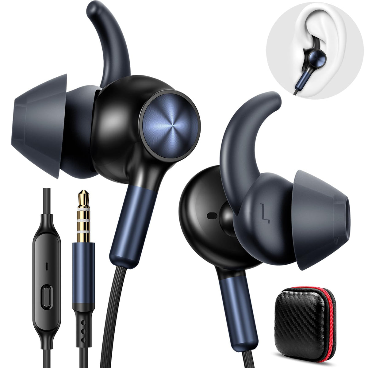 APETOO wired ear buds with stability wingtips for secure fit during workouts.