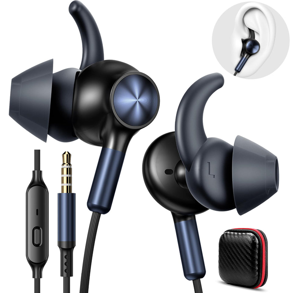 APETOO wired ear buds with stability wingtips for secure fit during workouts.