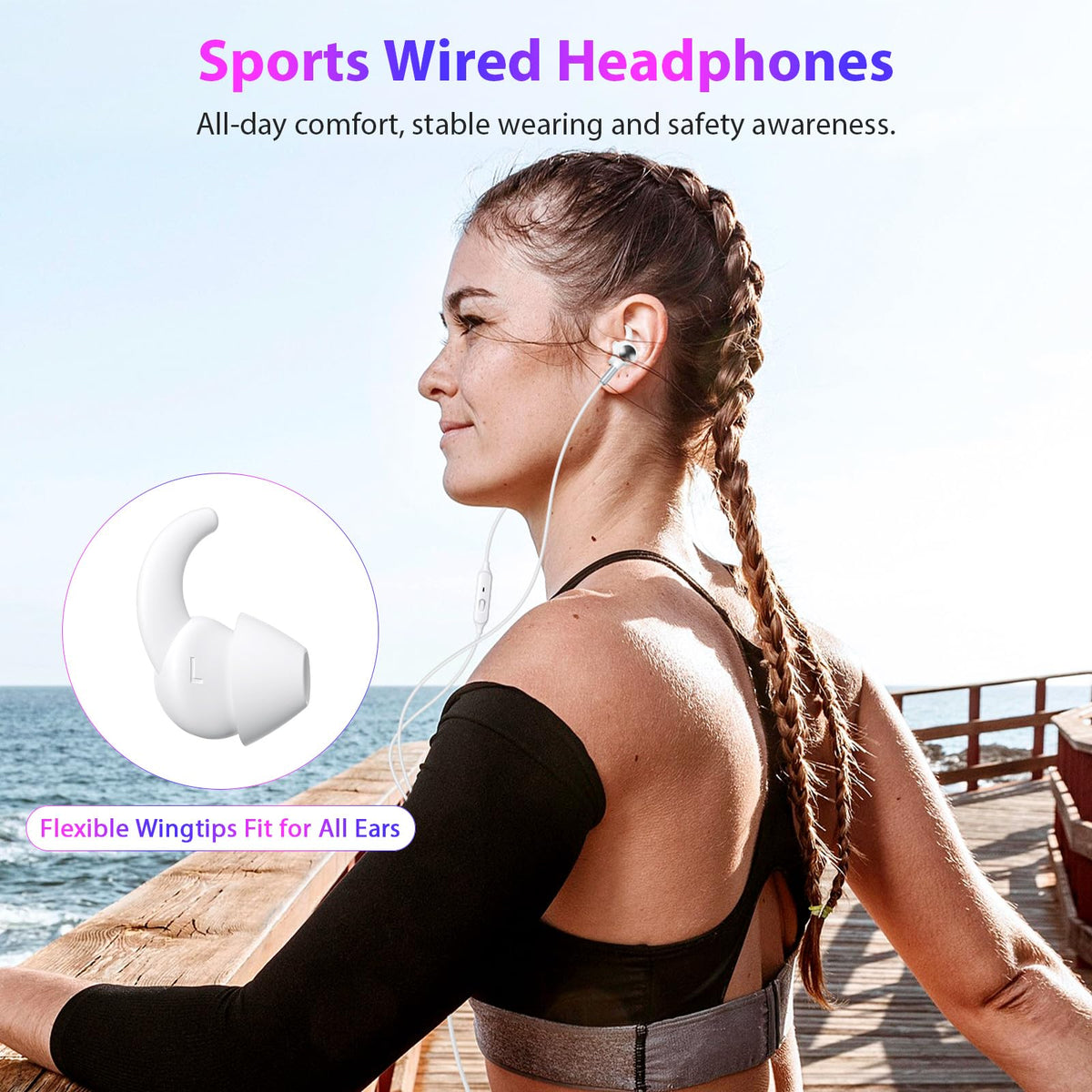 APETOO wired earbuds soft wingtips providing stable comfort during activity