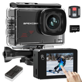 Apexcam front view showing buttons and lens, easy handling benefit