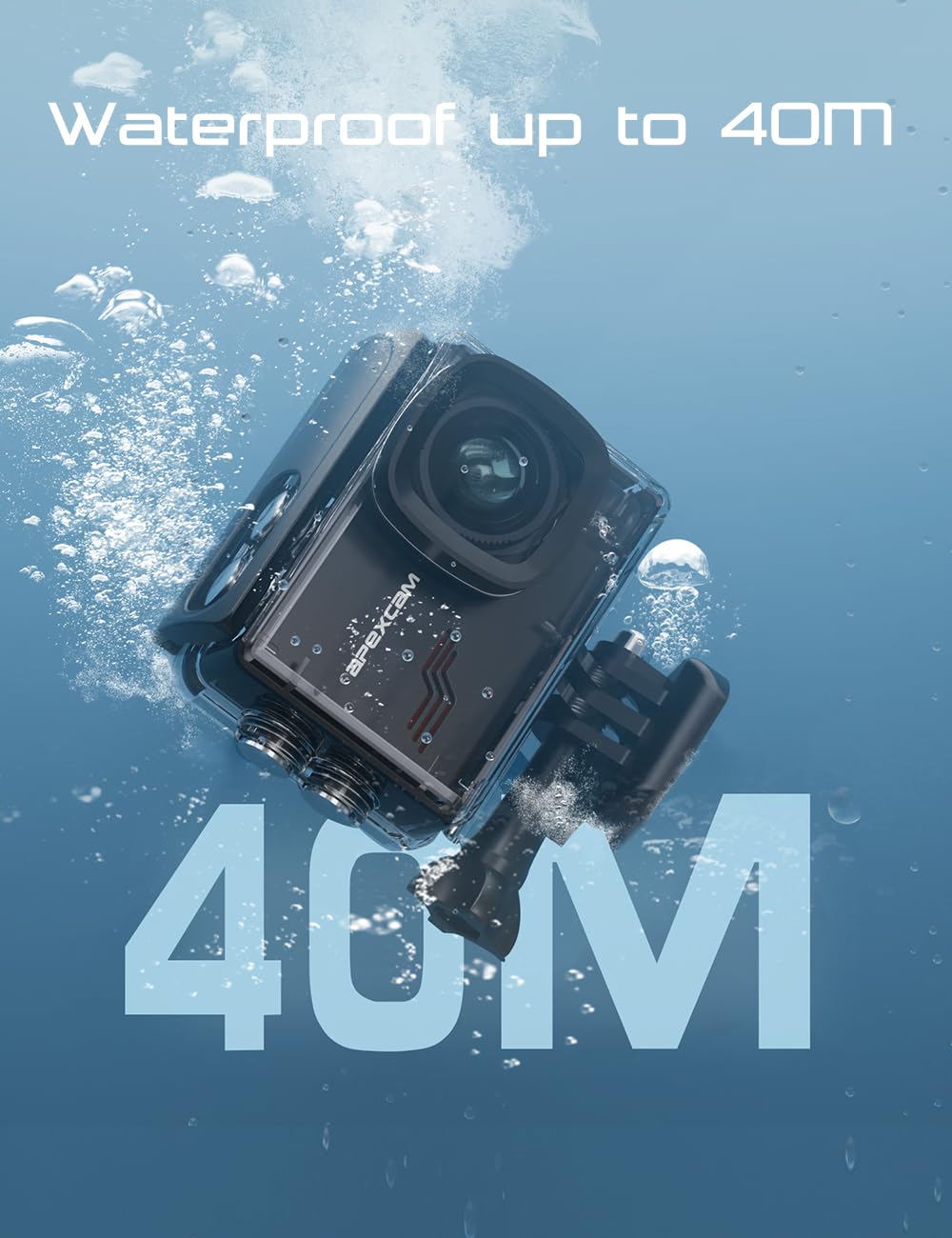 Apexcam M80 accessories spread with batteries and mounts for instant use
