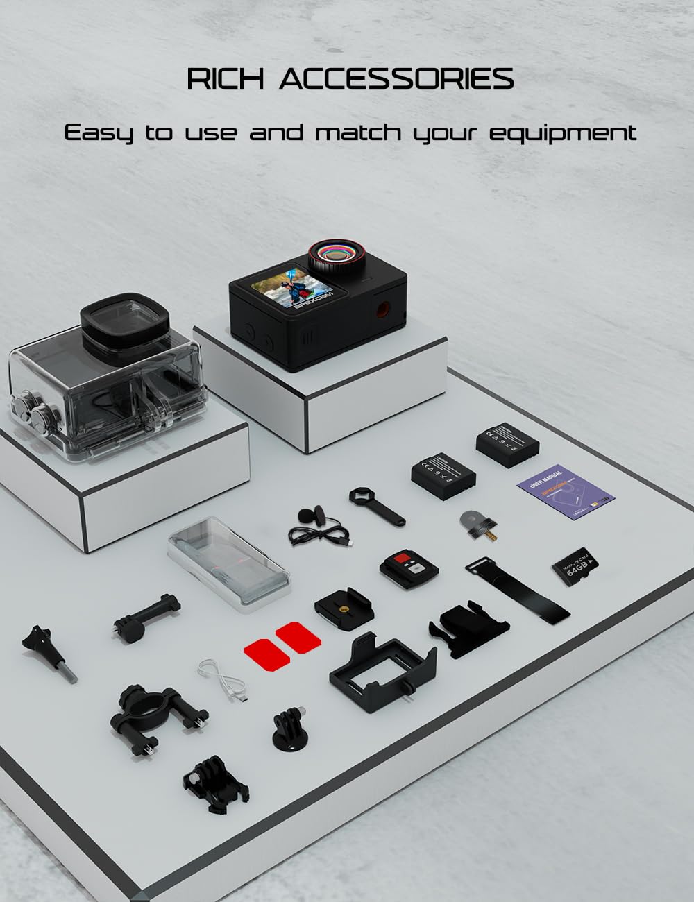 Apexcam X80PRO includes remote and memory card for remote control