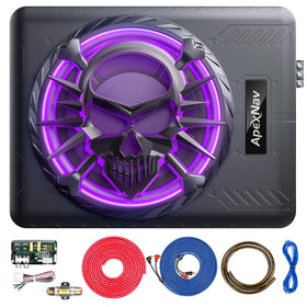 ApexNav 10-inch slim subwoofer front view delivering compact powerful bass for cars