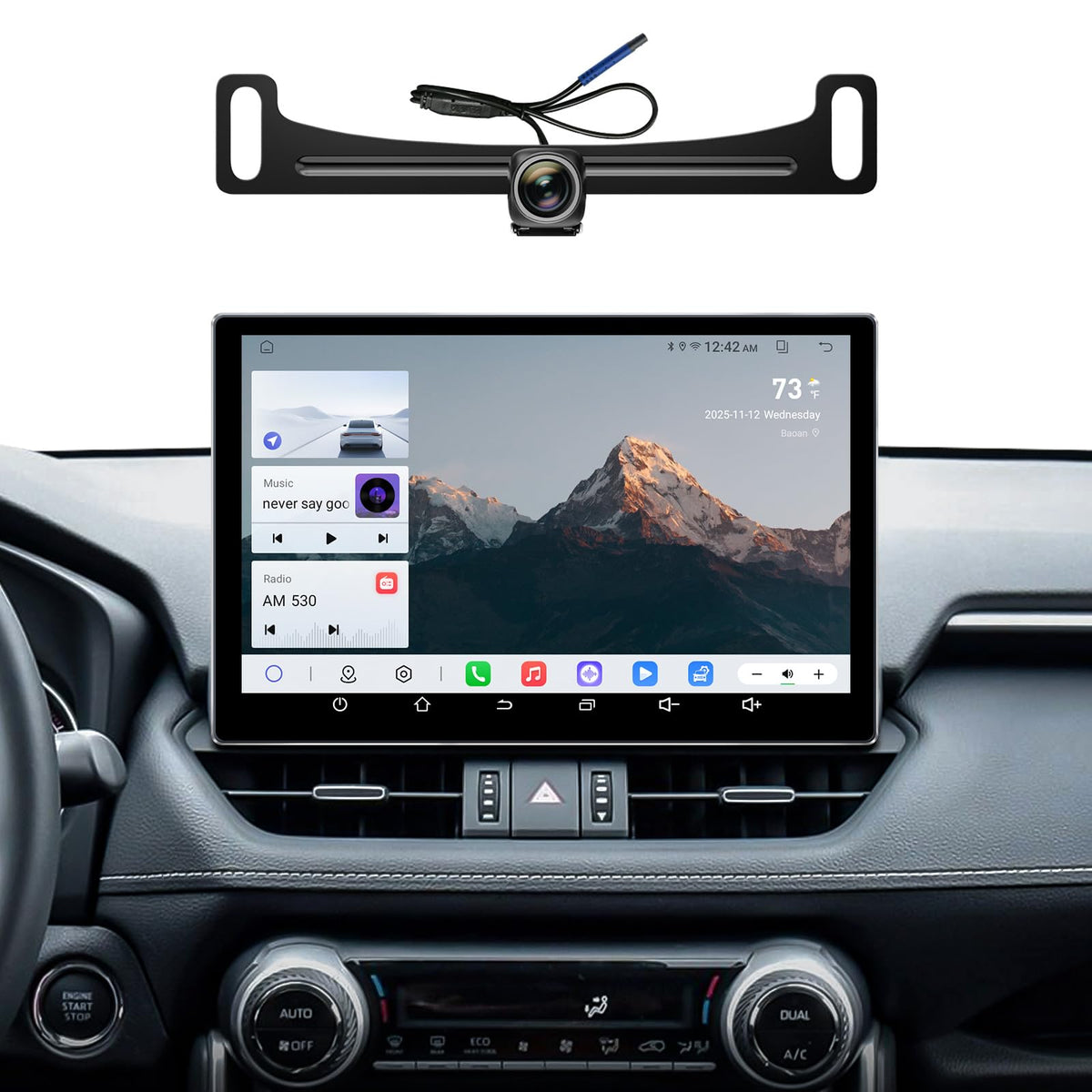 ApexNav 11.5 inch Rav4 radio front view with large touchscreen for easy in car control