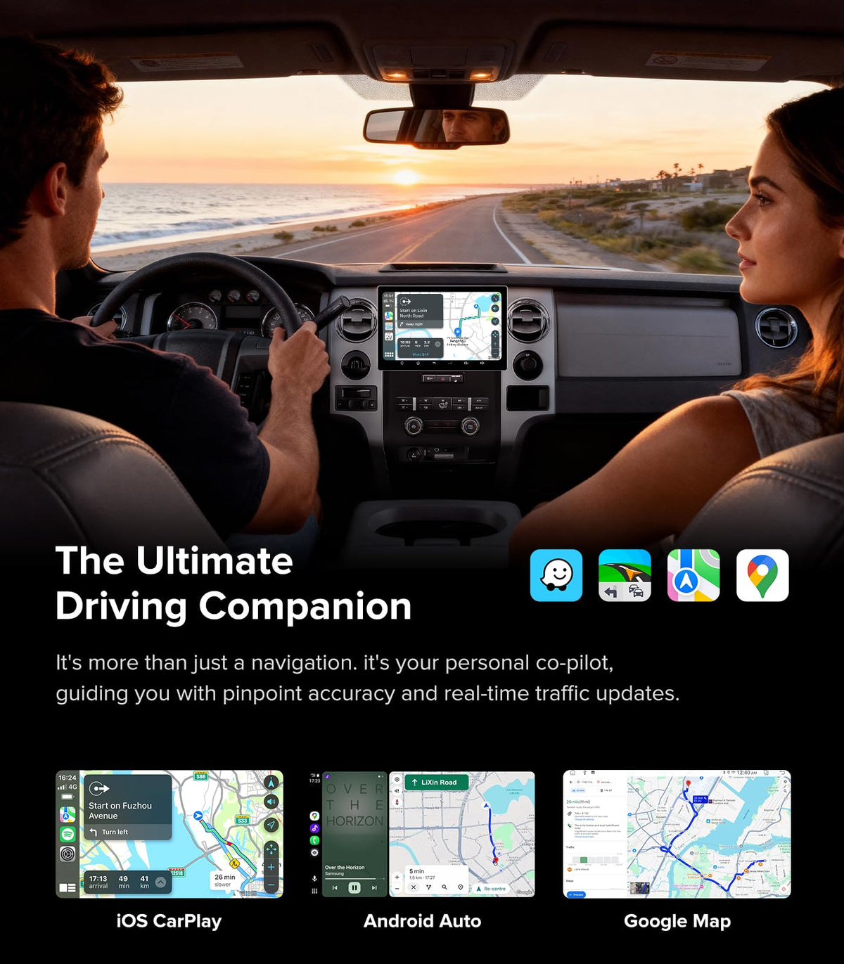 ApexNav 5G Wi‑Fi and GPS enable online maps and streaming on the road.