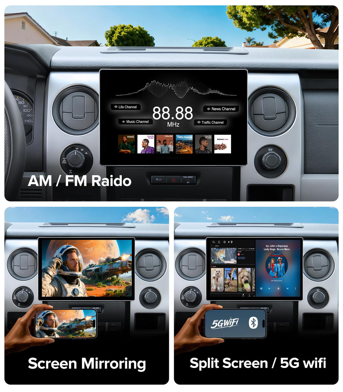 ApexNav AM/FM radio with built‑in navigation for familiar audio routes.