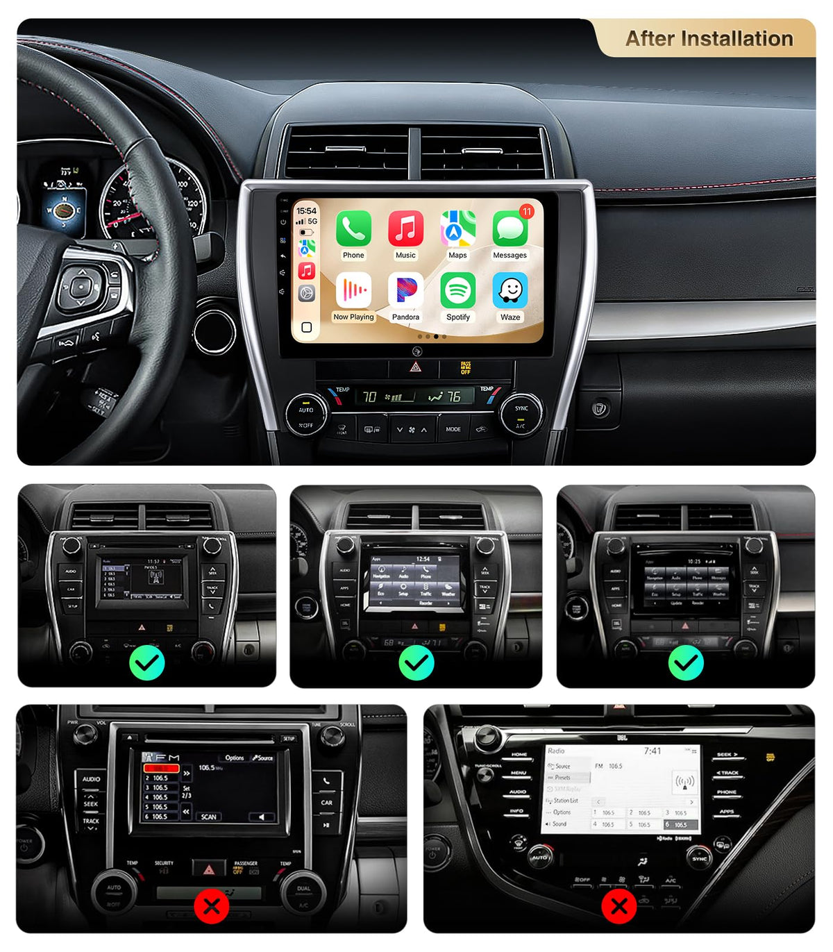 ApexNav wireless CarPlay for hands-free use in Camry