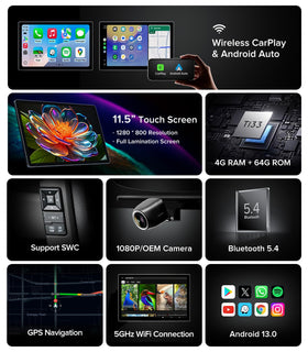ApexNav Rav4 radio wireless CarPlay and Android Auto integration on the dashboard