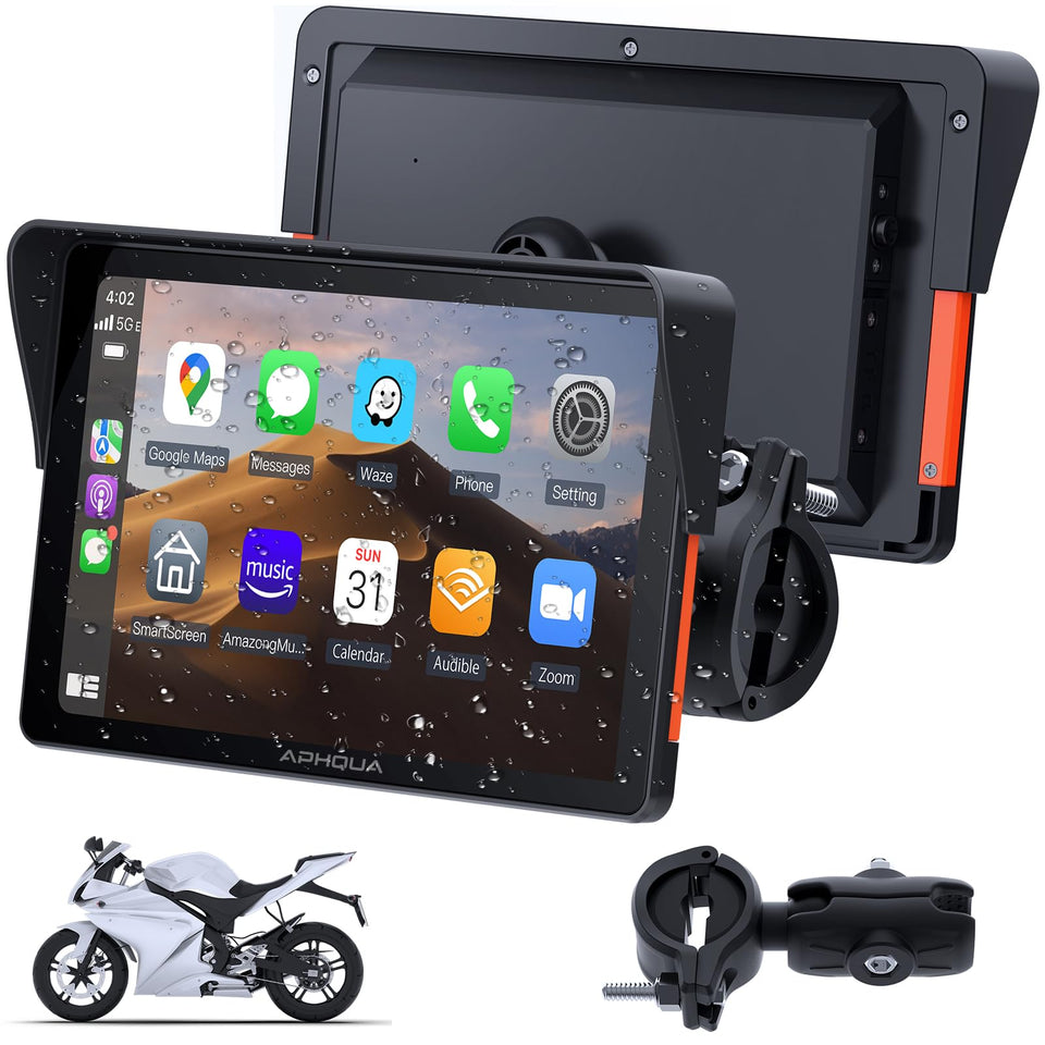 APHQUA 722 7-inch motorcycle GPS display for clear route guidance on the road.