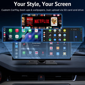 Aphqua customization options with logo, wallpaper, and brightness controls