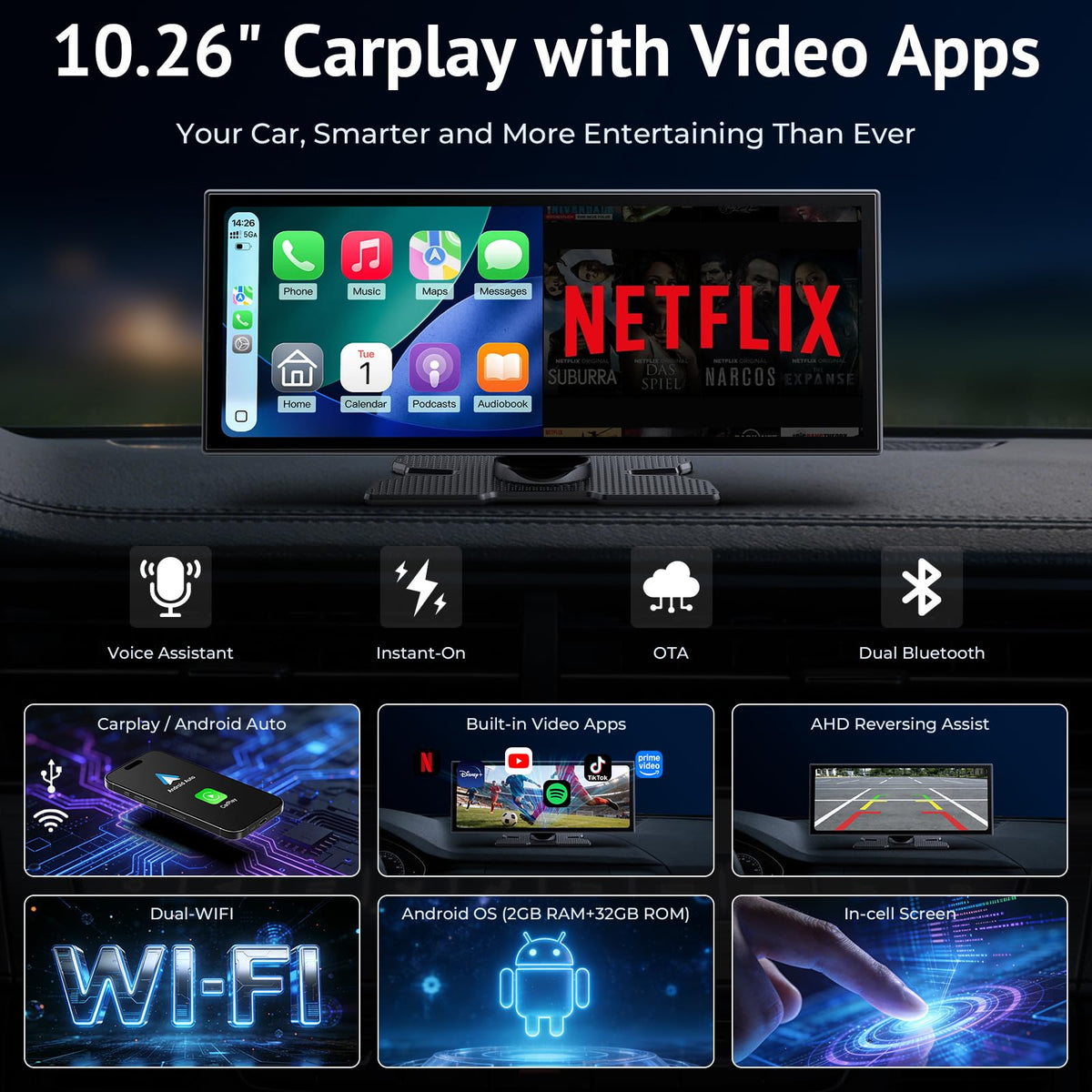 Aphqua Netflix and YouTube on CarPlay enabling in-car entertainment