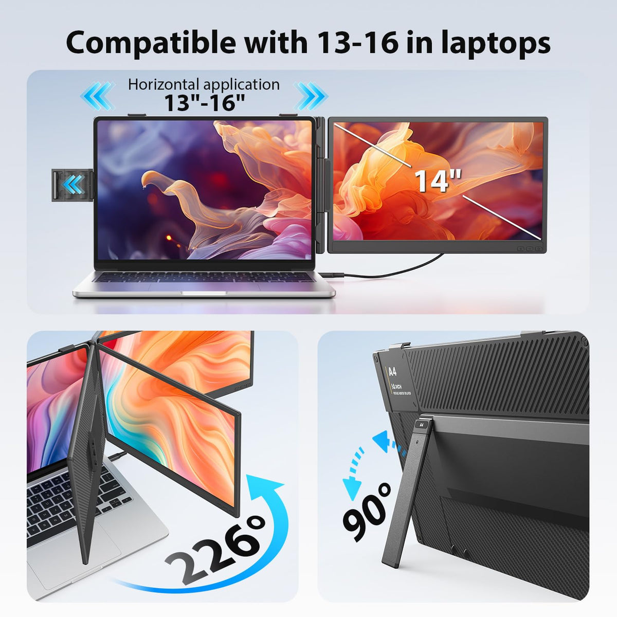 APILDELLA zero-contact frame protects the laptop while extending the screen.