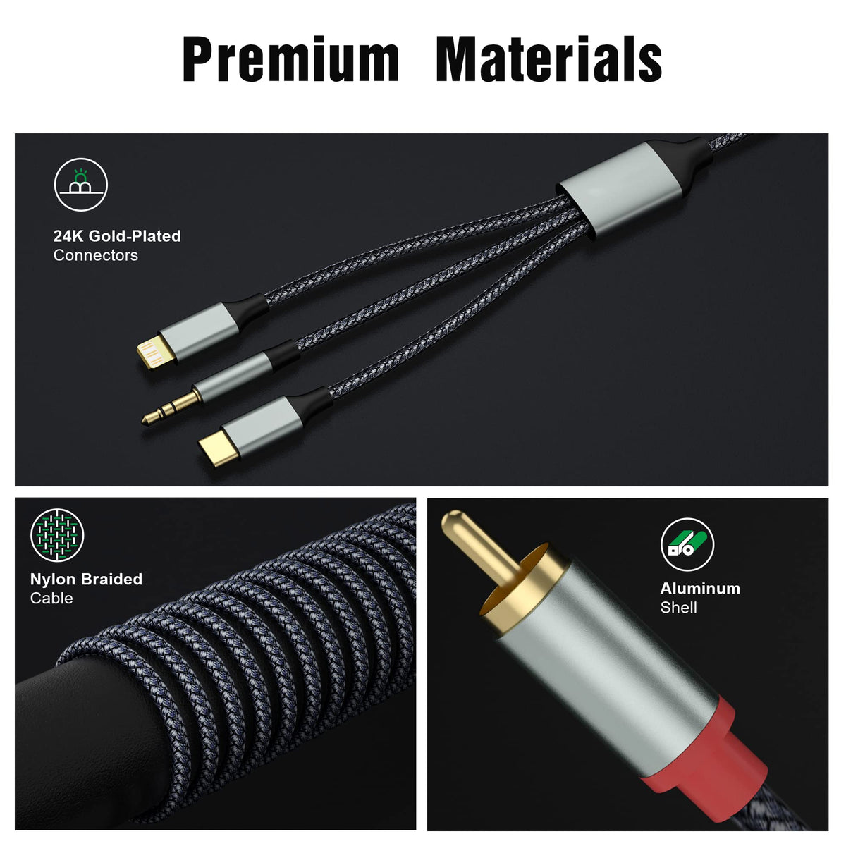 Apitiong dual-shield gold-plated RCA connectors minimize interference for clear audio.