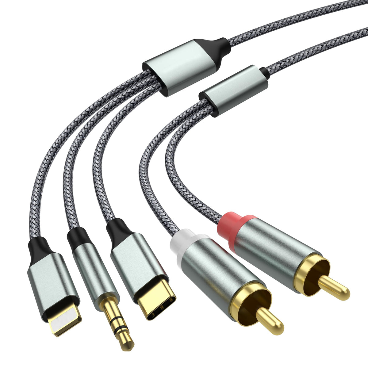 Apitiong Lightning to RCA Cable Connector enables smooth iPhone to RCA speaker connections.