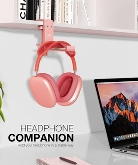 APPHOME aluminum headphone holder close-up showcases sturdy metal construction.