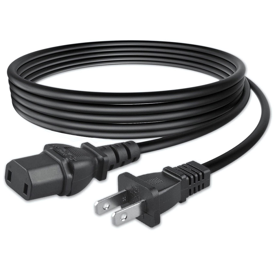Aprelco front view of 2-prong plug and full 6.6ft cable showing fit benefits