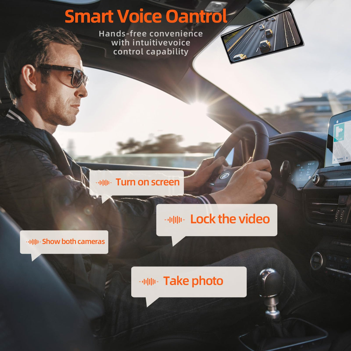 Aprilboy 12-inch mirror dash cam rear camera provides extra road view and safety.