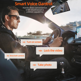 Aprilboy 12-inch mirror dash cam rear camera provides extra road view and safety.