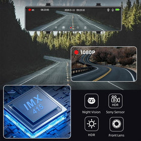 Aprilboy 12-inch touchscreen mirror enables easy live view and playback.