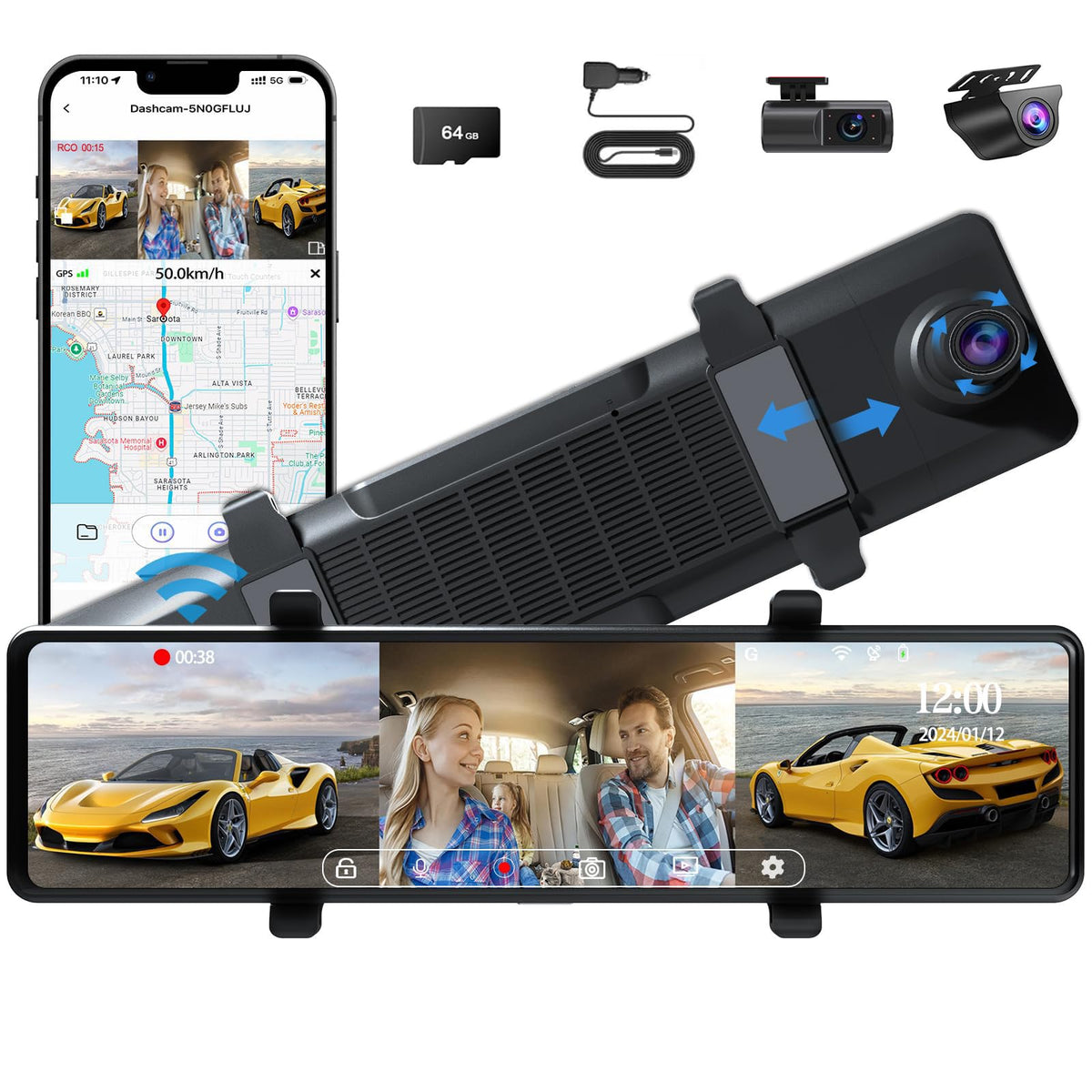 Aprilboy 3-channel dash cam front 4K view captures crisp road detail for safer driving.
