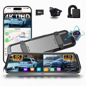 Aprilboy Mirror Dash Cam front 4K view captures crisp road details for safe driving.