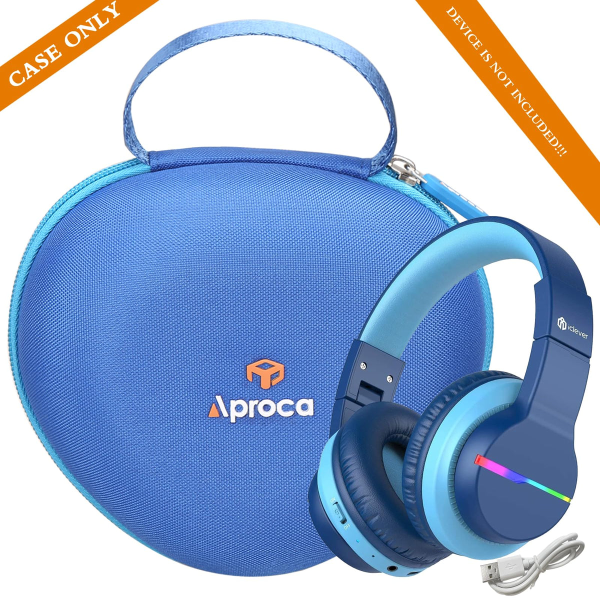 Aproca case includes hand strap and D-shaped buckle in blue for portable use.