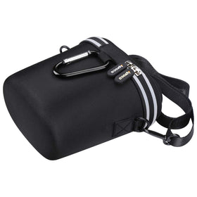 Aproca case next to water bottle showing compact size and easy packing benefit