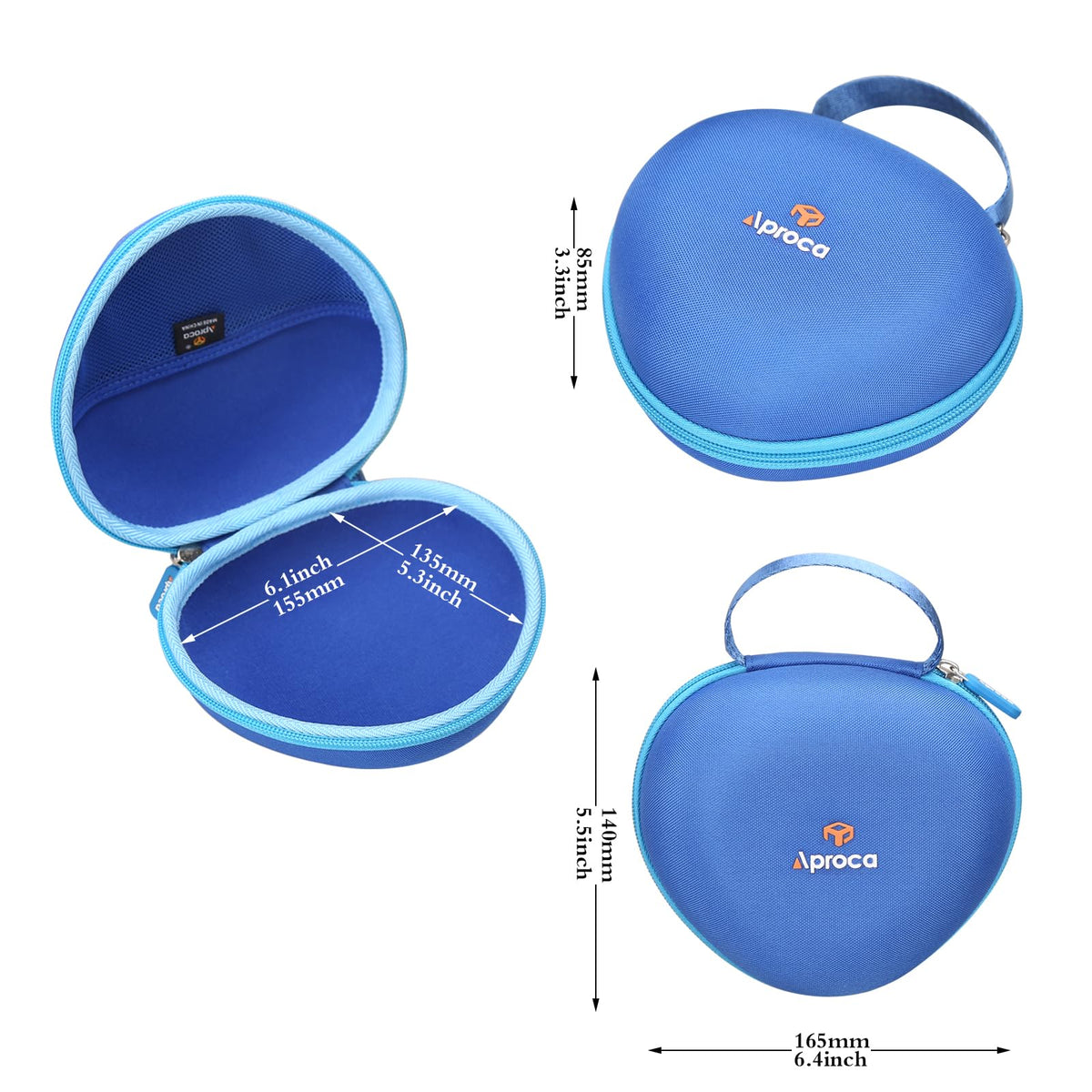 Aproca case shields headphones during travel and outdoor activities in blue.