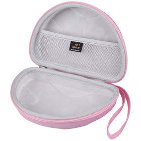 Pink Aproca case shows mesh pocket for accessories organization.