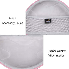 Note: empty case only; accessories not included in pink Aproca case.