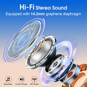 Aptkdoe earbuds held in hand to show compact size and portability benefit