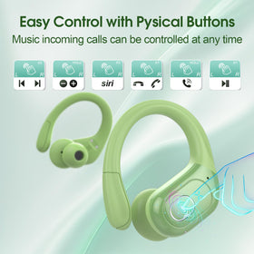 Aptkdoe earbuds with water splash to show IPX7 protection, reassures sweat resistance