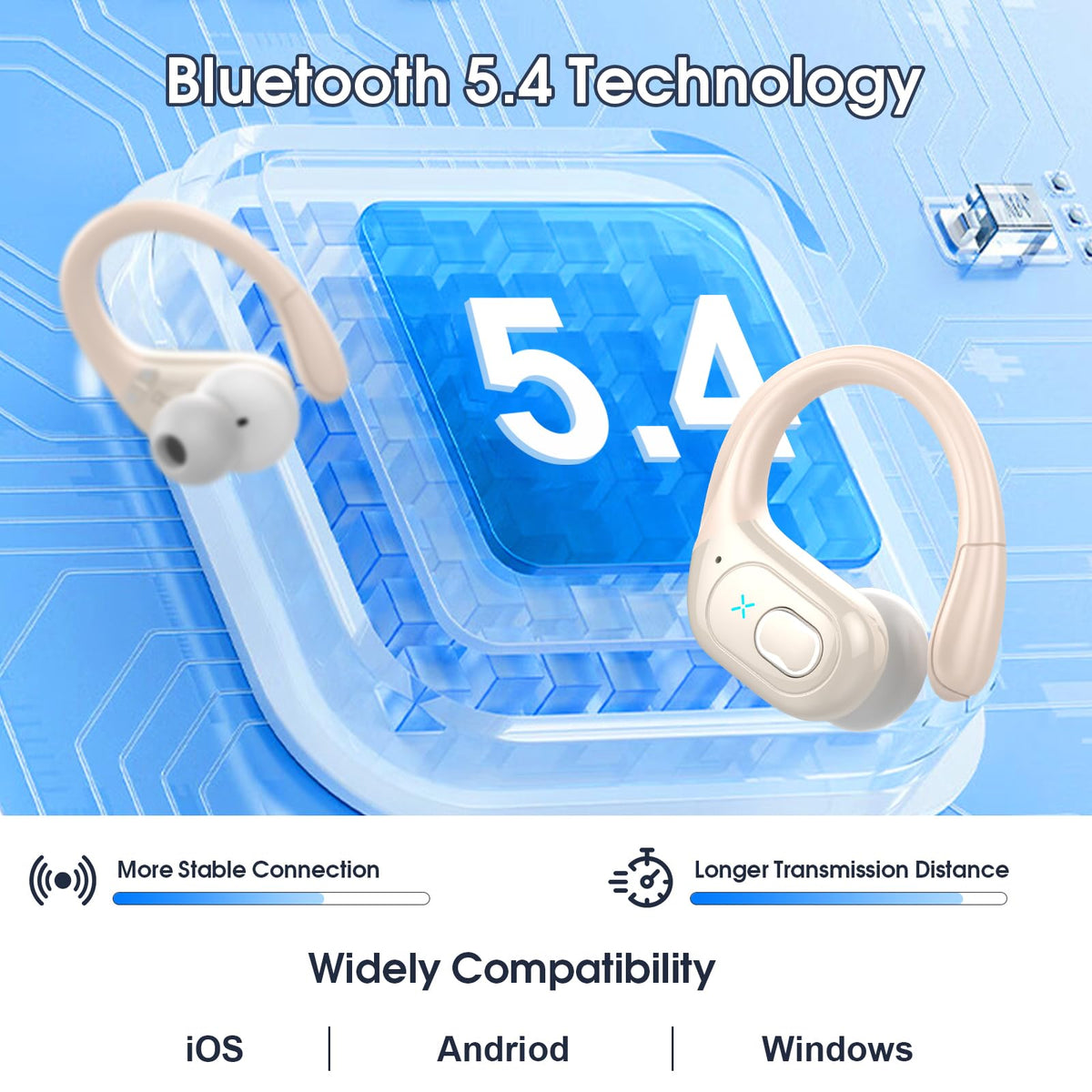 Aptkdoe ergonomic TPU earhook detail demonstrating secure anti-slip fit