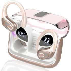 Aptkdoe front charging case in rose gold showing compact design and portability