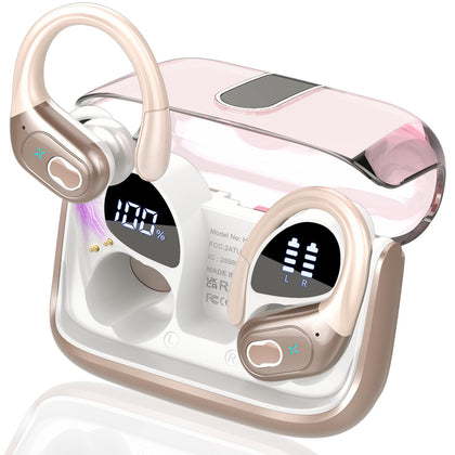 Aptkdoe front charging case in rose gold showing compact design and portability