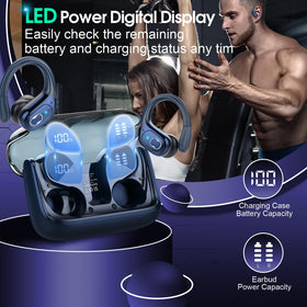 Aptkdoe HD65 earhook fit on ear demonstrating secure, comfortable hold during movement