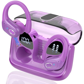 Aptkdoe front packaging showing purple earbuds and case for clear purchase view