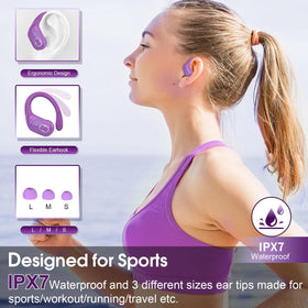 Aptkdoe earbuds in-ear during a run demonstrating stable fit and sweat resistance