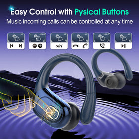Aptkdoe HD65 lifestyle shot at gym with runner using earbuds for stable, energetic audio