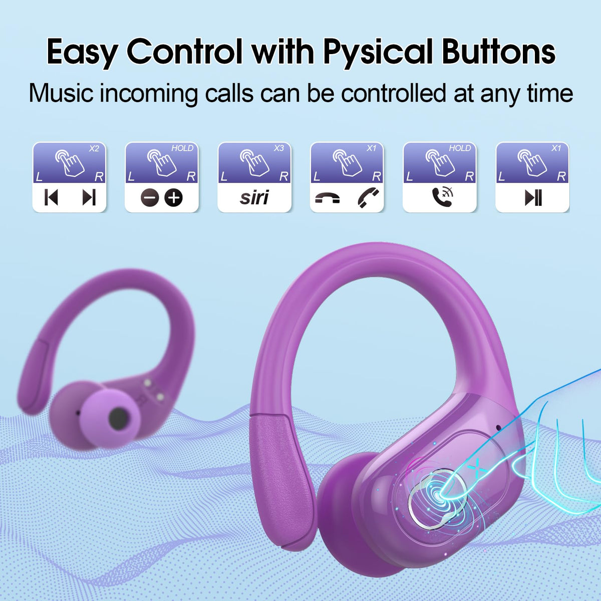 Aptkdoe earbuds on gym bench with phone illustrating workout-ready setup
