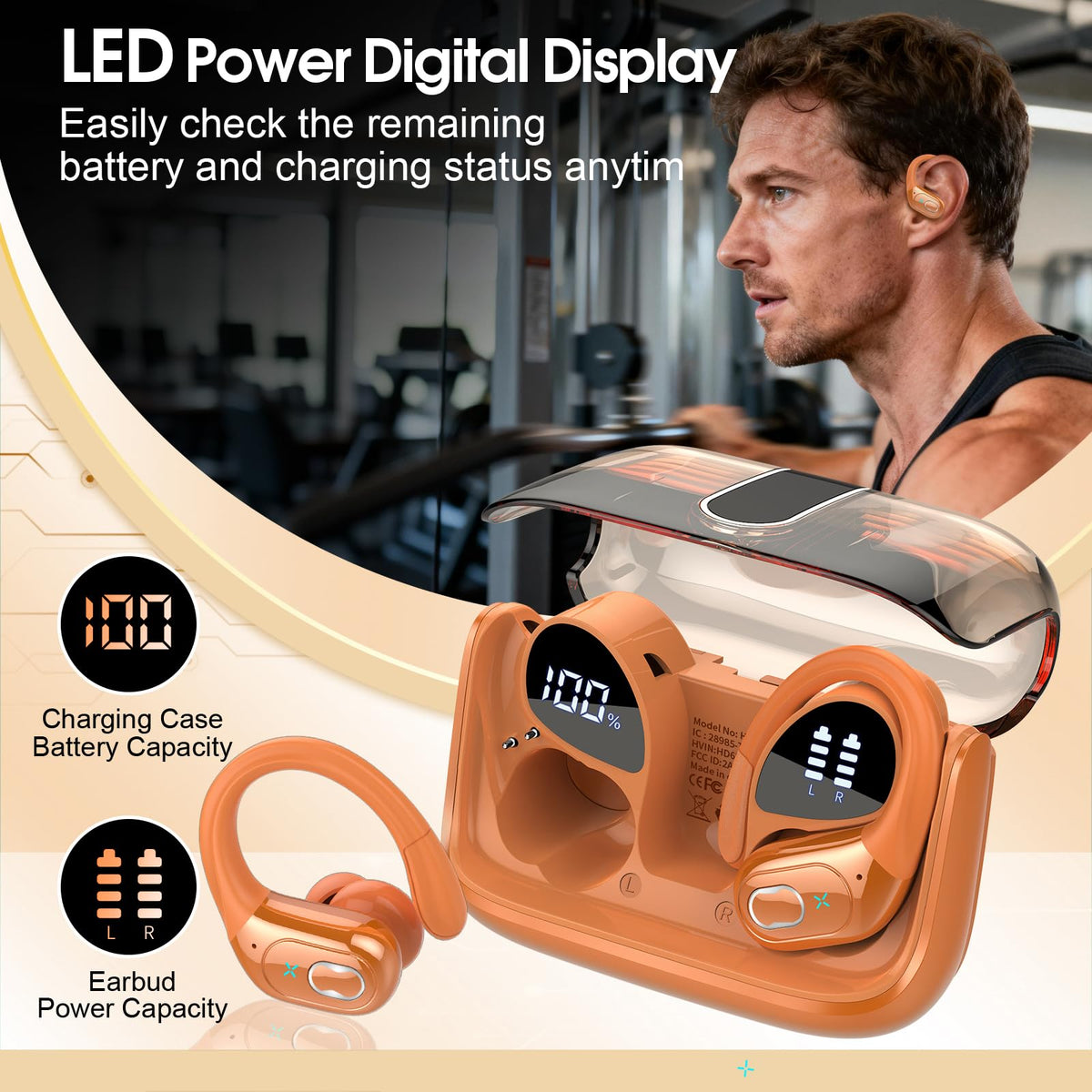 Aptkdoe HD65 with water splashes showing IPX7 resistance protecting against sweat