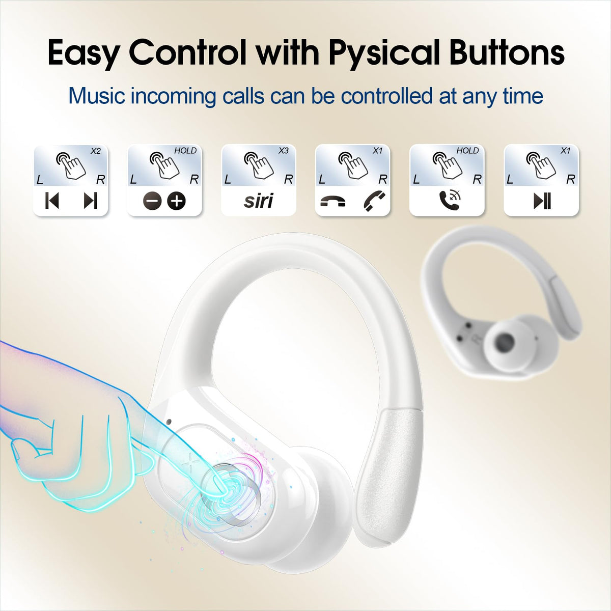 Aptkdoe HD65 earbuds under water droplets showing IPX7 protection against sweat and rain