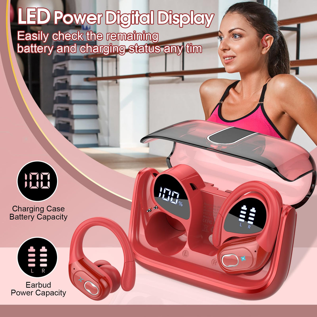 Aptkdoe HD65 shown with water splashes illustrating IPX7 sweat protection