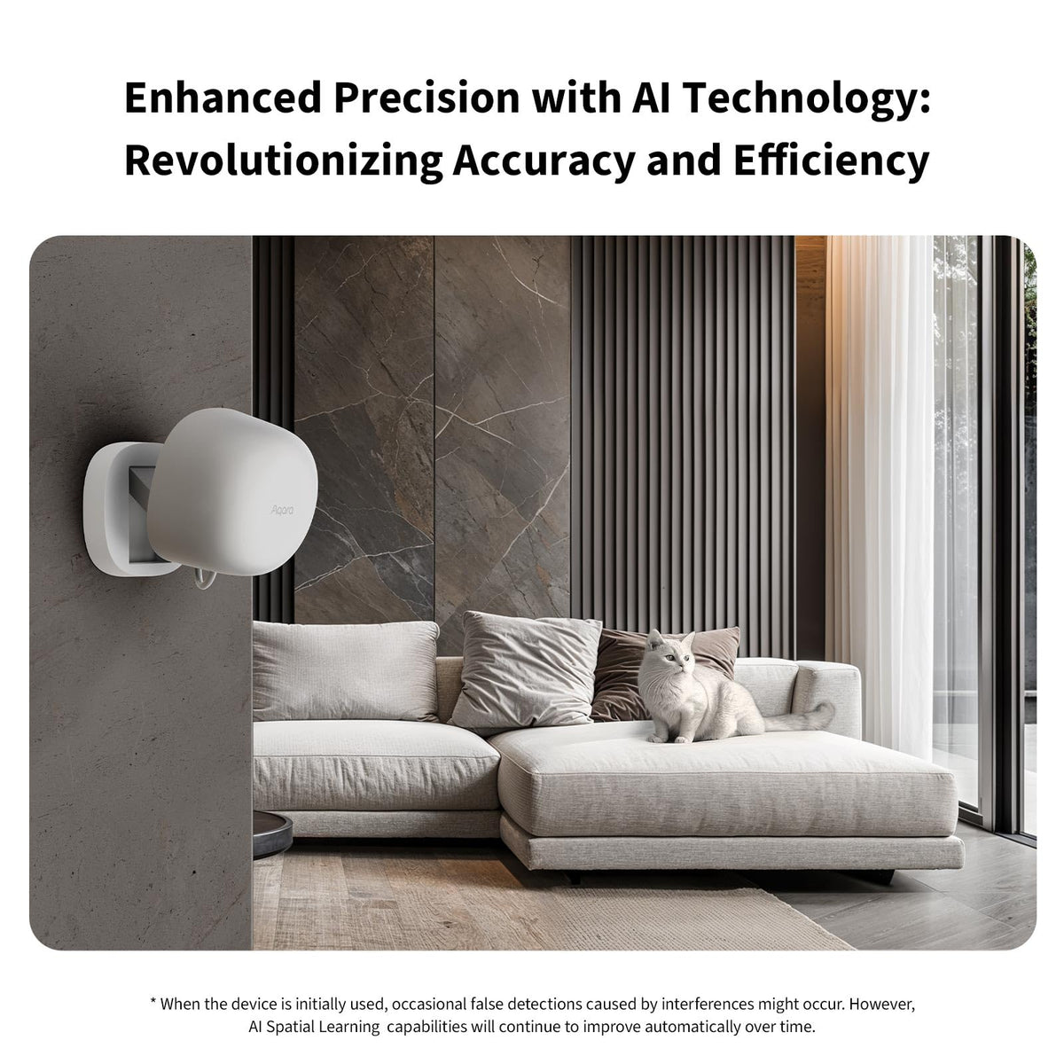 Aqara FP1E close-up of radar grille, emphasizes sensitive mmWave detection benefit